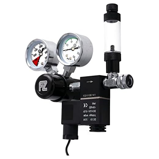 FZONE Aquarium Co2 Regulator DC Solenoid with Bubble Counter and Check Valve Plant Grow DIY CO2 System CGA320 Side Open Cylinder