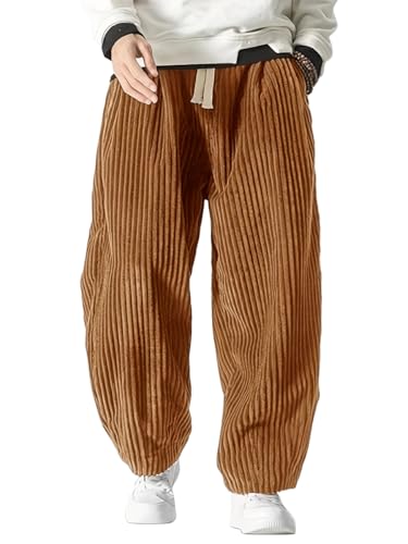 Pantalon velours homme baggy confortable anti-compression avec ceinture souple