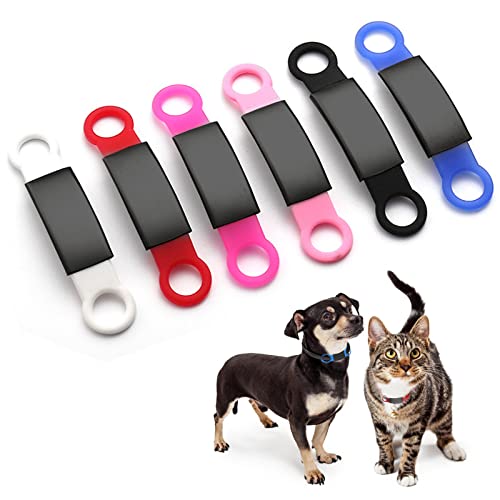 HACRAHO Lot de 6 médailles d'identification à glisser sur le collier pour chien de petite, moyenne et grande race Noir Et,Rose Rouge Cover
