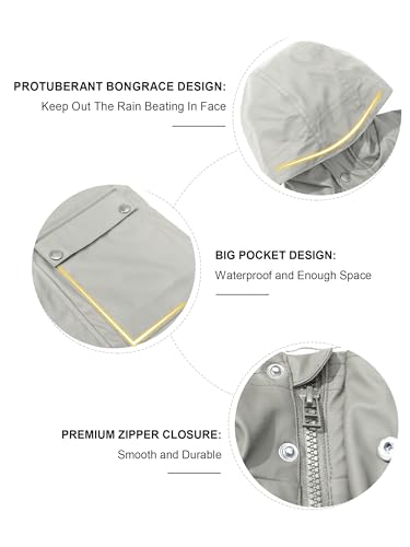 Image of SOLOCOTE Kids Rain Jacket Hooded Lined Rubber RainCoats for Girls Boys Waterproof Windproof Size 5-14Y