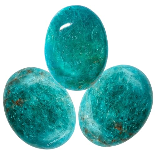 Image of Crystal Heaven Green Apatite Crystal Palm Pebbles Stones For Anxiety Stress Relief Massage - Aaa Grade Original Healing Gemstone Agate Palm Stone For Yoga Meditation Spiritual Reiki Feng Shui