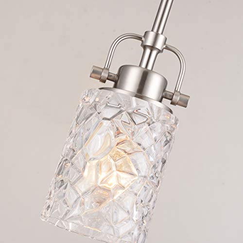 Alice House 3 Pack Mini Modern Pendant Lights For Kitchen Island, Brushed Nickel Glass Hanging Lamp, Contemporary Farmhouse Pendant Lighting For Dining Room, Restaurants And Shops Al9082-P1 (Set Of 3) #TOP5