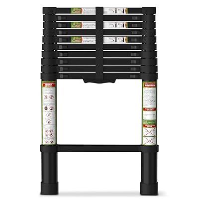 SPIEEK Telescoping Ladder for RV & Attic, 10.5FT Aluminum Extension Ladder with Dual Locking Mechanism, Max Load 330lbs, Compact Foldable Ladder for Roof, Home, Travel Trailer & Multi-Surface Use