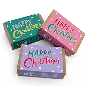 SEEDBALL Happy Christmas Seed Boxes (Pack of 3) 6 Balls per Box | British Wildflower Seeds – Eco Friendly Stocking…