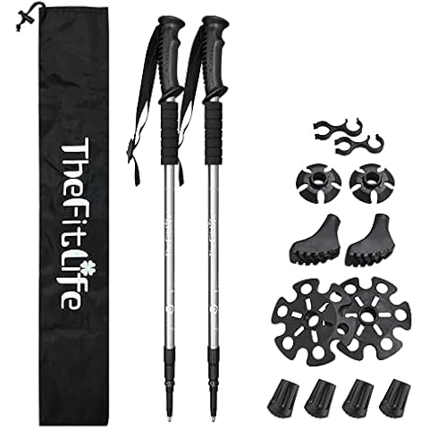 TheFitLife Trekking Poles - 2 Pack with Antishock and Quick Lock System Cover