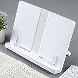 Deili ブックスタンド 書見台 読書台 180°角度調節 透明ブックマーク 文字が遮らない A3対応 疲れない読書姿勢 タブレット/楽譜/レシピ用 無臭 非再生PP 滑り止めパッド付 ホワイト