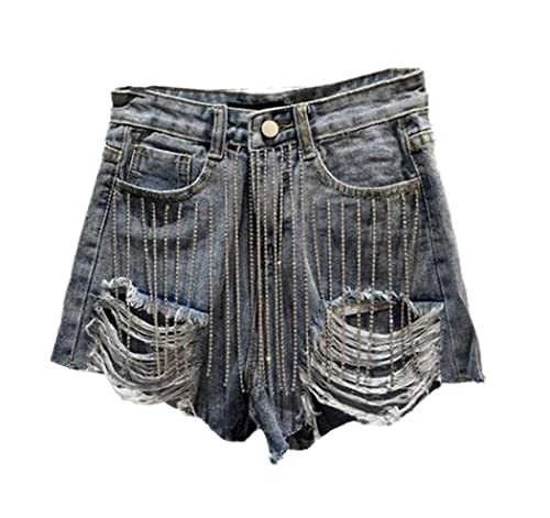 Short d'été en denim extensible avec chaîne amovible