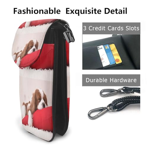 Sac Cavalier King Charles pour téléphone et cartes en cuir PU