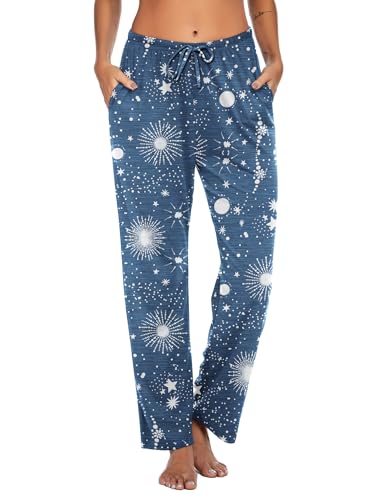 Image of Ekouaer Women Pajama Pants Comfy Pj Bottom with Pockets Stretch Plaid Sleepwear