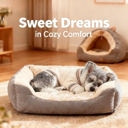 Image of Small /Medium Dog Sweater, Warm Dog Winter Coat w /Sleeves, Comfortable High Neck & Leash Hole, Premium Dog Clothes for Schnauzer-Best for Holidays, Daily Walks M White