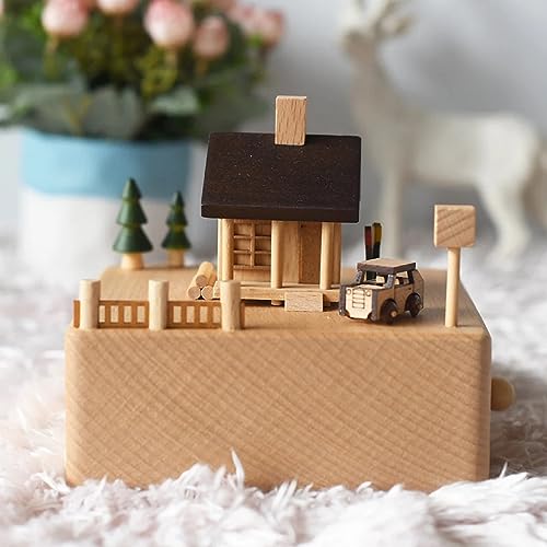 Image of AUGEN Exclusive Music Box Musical Boxes Carousel Children's Boutique Wooden Men and Women Birthday Creative Christmas Valentine's Day Gift Home Decoration (6057-A5)