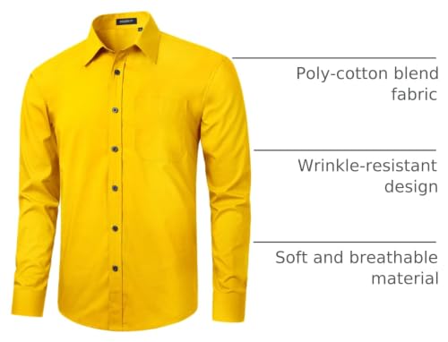 Image of HISDERN Mens Dress Shirts Long Sleeve Button Down Casual Shirts for Men Inner Contrast Formal Business Tuxedo Wedding Shirt