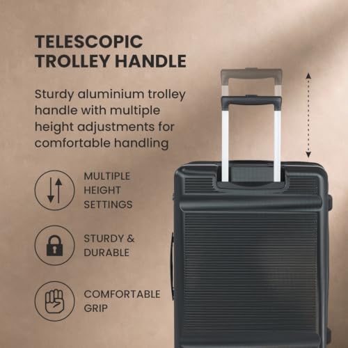 Image of SWISS MILITARY Pascal Hard Trolley Luggage Set of 2 (Medium 68cm + Large 79cm) PC Suitcases Anti-Theft Zippers with 3-Dial Combination Lock, 360 Spinner Wheel, Wet Pocket & Aluminium Handle Black