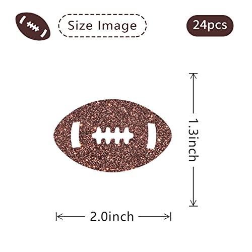 Monmon & Craft Football Cupcake Toppers / Sport Theme Rugby Cupcake Decor / Gender Reveal / Baby Shower Party Cupcake Decorations / Football Player Cupcake Toppers - 24 Pcs Brown Glitter #TOP1