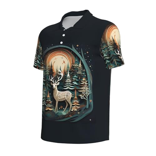 Polo cerf de Noël homme à manches courtes pour sport et bureau