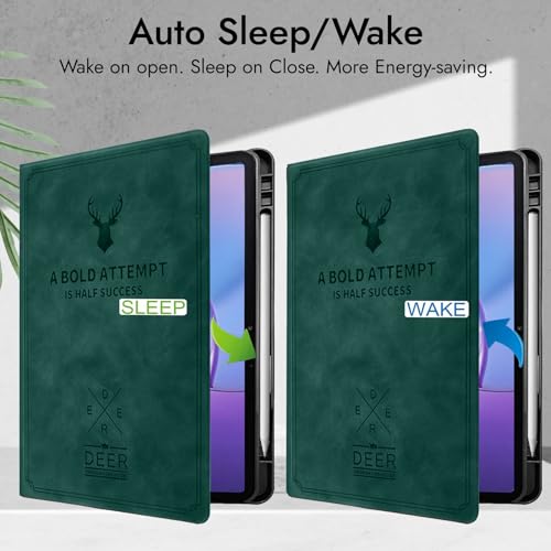 Image of Robustrion Case for Lenovo Idea Tab Pro 2nd Gen 13 inch Cover Case with [Pencil Holder], Deer Pattern Flip Cover for Lenovo Idea Tab Pro Gen 2 Cover Case 13 inch [Auto Sleep Wake Support] - Dark Green