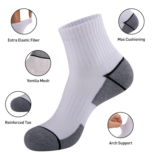COOVAN 8 Pairs Mens Ankle Athletic Socks Quarter Cushion Comfort Casual Running Moisture Wicking Sports Socks4
