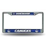 Rico Industries NHL Bling-Chrom-Kennzeichenrahmen mit Glitzer-Akzent, Vancouver Canucks Team-Farbe, 15,2 x 31,1 cm