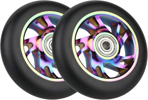 Fleymu Ruedas Pro Stunt Scooter de 100 mm con rodamientos ABEC 9 compatibles, 2 Piezas Ruedas de Patinete Scooter, Compatibles con Razor/Apollo/Cox Swain Stunt Scooters y la mayoría de los scooters