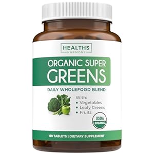 USDA Organic Greens Powder (120 Tablets) Convenient Pills – Complete Superfood Supplement with 28 Fruits & Vegetables – Super Antioxidants, Energy, Gut Health, and Immune Support (No Capsules)