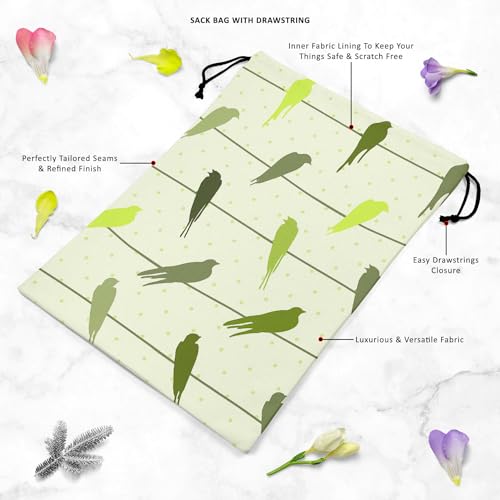 Image of ArtzFolio Colorful Birds On Wires | Reusable Sack Bag | Bag for Gym, Storage, Vegetable & Travel