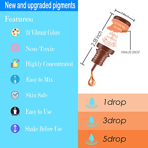 Candle Dye - 24 Colors Liquid Candle Making Dye For Diy Candle Making Supplies Kit, Candle Coloring For Soy Wax Dyes, Beeswax, Gel Wax, Paraffin Wax - Each 0.35Oz/10Ml #TOP3