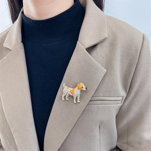 Image of Cute Dog Rhinestones Cartoon Animal Brooch Lapel Pins Badge Brooches for Women Girls Suit Desses Clothing Backpacks Bags Hats Accessory Fashion Jewelry