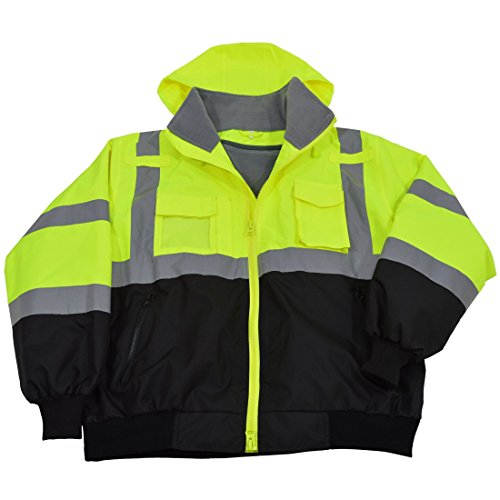 Jacket Lime & Black ANSI-ISEA & EN471 Class 3 Waterproof Bomber with Removable Fleece Liner44; 5X