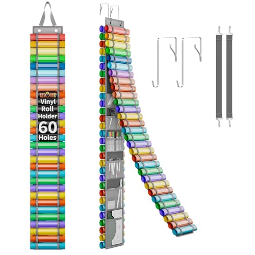 Resonax 60-Compartment Vinyl Roll Holder with 14 Mesh...