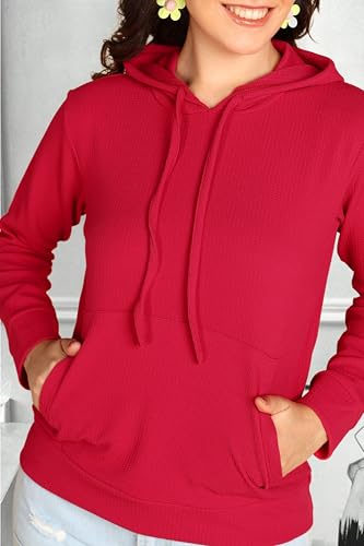 Image of POPWINGS Casual Solid Hooded Pocket Sweatshirt for Women || Women Sweatshirts Casual Wear ||Stylish Western Winter Wear Sweatshirts for Women