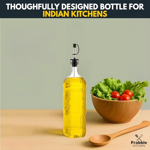 Image of Food Grade Plastic Oil Dispenser 900ml with Steel Pourer & Lid (1 Pack) - Cooking Oil Dispenser for Kitchen - Oil Bottle for Kitchen Storage for Refined Oil,Vinegar,Sauce,Honey