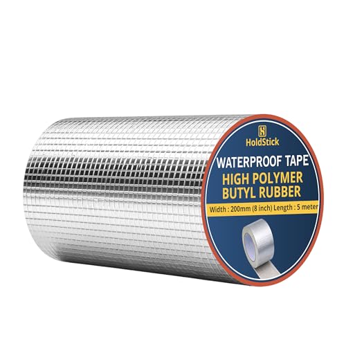 Image of Waterproof Butyl Tape, Heavy Duty Aluminium Foil Repair Tape for Roof Leaks, Pipe Cracks, Window Gaps, Water Tanks, Boat Sealing, HVAC Insulation, Strong Adhesive (200mm x 5M, Pack of 1)