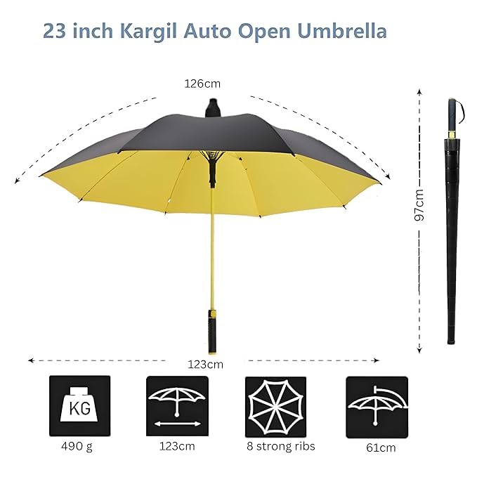 Image of Large Heavy Duty Windproof Umbrella With Telescopic Cover | Oversized Automatic Open Rain Umbrella For 2-3 People | UV Protection, Strong Frame & Big Canopy for Men, Women Outdoor Use