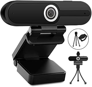 Webcam with Microphone, Web Camera Full Hd 1080P Webcam with Cover Tripod, Laptop PC Desktop Computer Camera Windows Mac Os for Video Calling Streaming Gaming Zoom YouTube Skype Hangouts Facetime