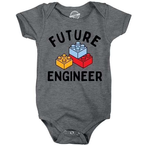 Crazy Dog T-Shirts Future Engineer Baby Bodysuit Funny Sarcastic Blocks Graphic Novelty Jumper for Infants