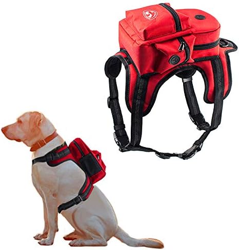 Kaynine Dog Backpack for Travel Camping Training IG with Adjustable Straps Size Small Medium Large (Small, Red)