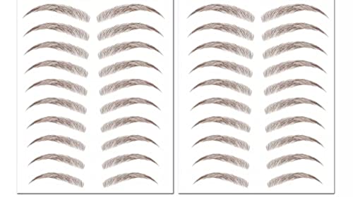 STICKY GUM DROP Eyebrows Sticker Water Transfer Hair-like Eye Brow Tattoo Stickers Long Lasting False Eyebrow Enhancers Eye Brow Cosmetics - 6D (Brown - 9)