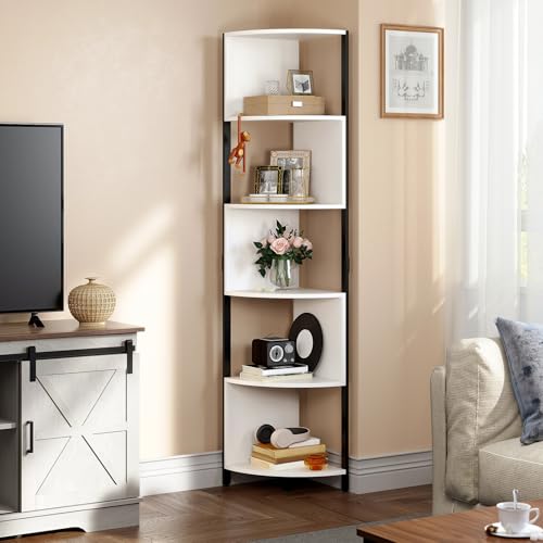 YITAHOME 6-Tier Corner Shelf, 68.8" Tall Modern Free Standing Zigzag Corner Bookshelf