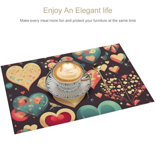 Sets de table Heart Crush Flower de qualité supérieure, lot de 6