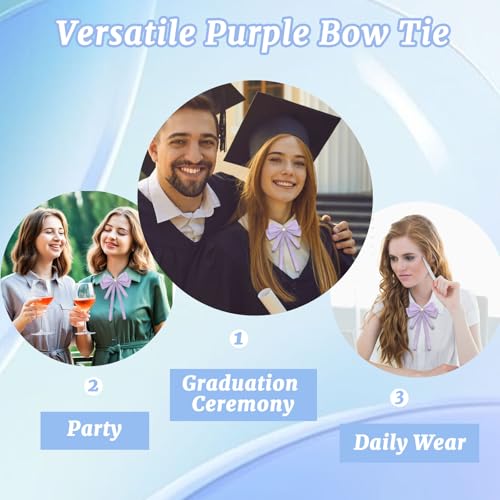 Image of LJBFNN Bow Ties for Women, Adjustable Pre Tied Bow Tie Solid Color Ribbon Bowtie for Girls Ladies Party Daily Cosplay School