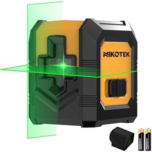 Bild 9 - Kreuzlinienlaser mit Stativ, NIKOTEK Laser Wasserwaage (Vertikale/Horizontale Laser, IP54, 2 x AA Batteriem, Schutztasche, 1 x Stativ), Für Baustellen/Inneneinrichtung/DIY