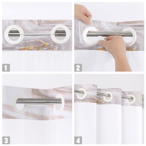MitoVilla Rose Gold Marble Long Shower Curtain 72 x 80, No Hooks Required 80 inch Long Fabric Cloth Shower Curtain Set with Cloth Snap-in Liner for Modern Hotel Bathroom Decor by MitoVilla - Image 5