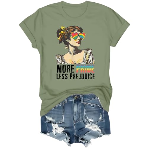 yeltuir More Pride Less Prejudice Shirt Pride Month LGBTQ Tshirt Green