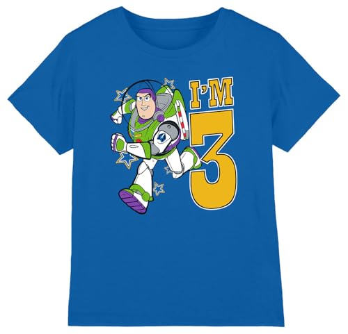 Toy Story Boys Birthday Buzz I'm 3 Unisex Kids T-Shirt, Royal, 3-4 Years UK