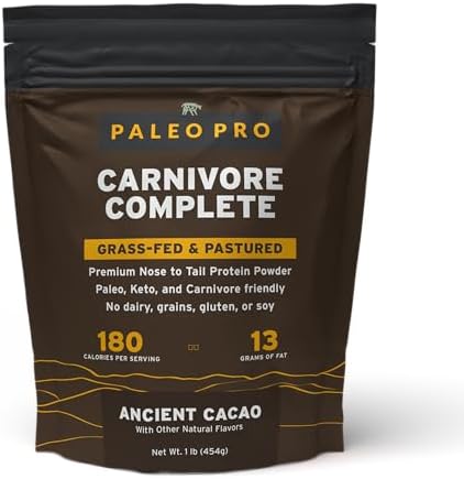PaleoPro Carnivore Complete (Ancient Cacao) Pastured & Cage-Free Protein, Grass-Fed Beef Tallow, Beef Organs | No Sugar, Soy, Grains or Net Carbs | Gluten Free. Paleo & Keto Macros (15 Servings)