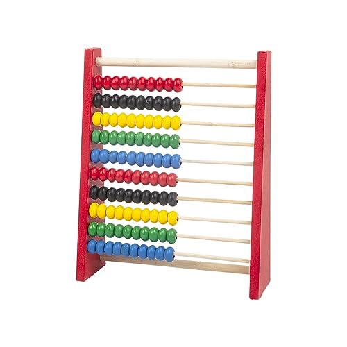 SEMINISMAR Règle à Calcule bois, Cadre Compté en Bois, Abaque Montessori, Jouet Éducatif Numérique, Abacus Coloré, 100 Perles, Rouge