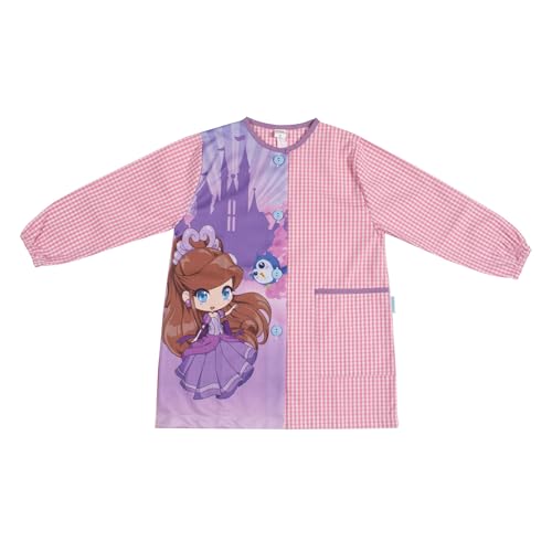 PRONENS®. Bata escolar infantil. Babi niños para guardería y colegio- baby de cuadro vichy, botones y bolsillo. Nombre personalizable. (FR/ES, Edad, 5 años, 6 años, Regular, PRINCESA)