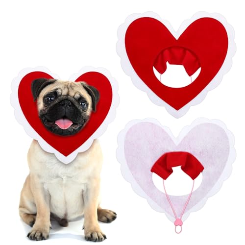 Geyoga Valentine s Day Dog Costume Cute Pet Hat Clothes Red Love Hearts Heart Shaped Headwear for Cats Dogs Dress Up Adjustable Birthday Holiday Hat (Small)