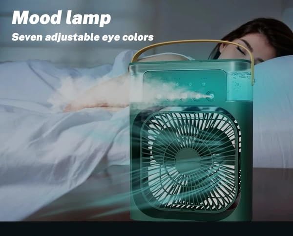 Image of Mabron Portable Mini Air Cooler | Personal Air Conditioner Fan | 7 Color LED Light, 3 Speed, 1 /2 /3H Timer | USB Air Cooler for Home Office Desk | Multicolor