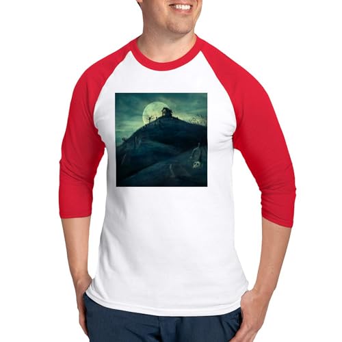 CafePress Haunted House Baseball Jersey Men's Cotton Baseball Jersey, 3/4